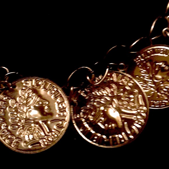 Gold bronze gold color necklace w chain link necklace - Picture 4 of 6